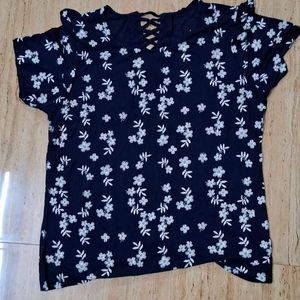 White Flower Design Top