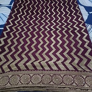 Chanderi Purple Heavy Saree