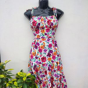 Shein Floral Tie Up Slit Dress(NEW WITHOUT TAG)