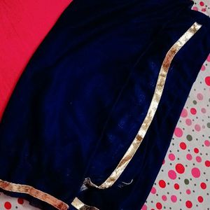 Blue Duppata With Gold Border