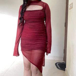 2 Piece Maroon Bodycon Dress