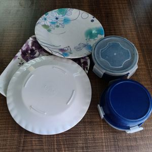 Melamine Flower Printed Plates And Tiffin Box