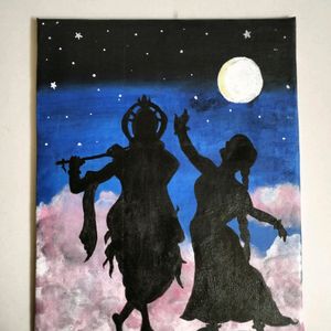 LORD KRISHNA AND RADHA CANVAS PAINTING 🎨