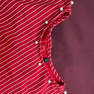 Pin Stripe Patterned Red Tunic