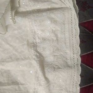 Chikankari Handwork White Kurta With Dupatta