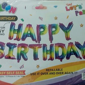 Rainbow Multi Colour Birthday Foil Balloon Set