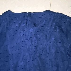 Madame Printed Blue Top With Round Neck