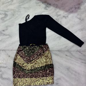 Combo Zudio Top And Sequin Short Skirt