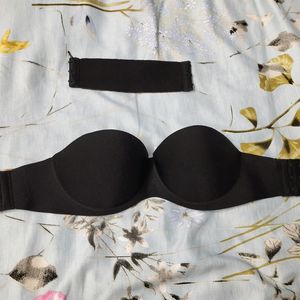 Strapless Push Up Black Bra