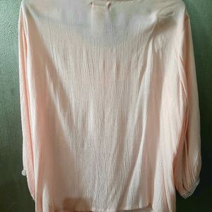 Peach Chiffon Top 3/4 Sleeves