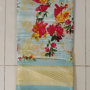 New Unused Printed Art Silk Saree