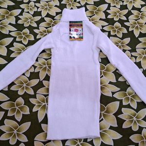 Turtle Neck Sweater For Babies White