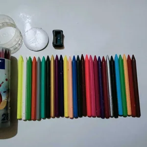 DOMS 27 Plastic Crayons & Free Sharpener With Box