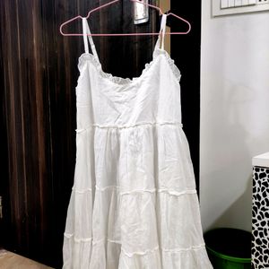 Summer Cotton White Dress. Fits Both S And Xs. Pure Cotton. Brand New. Last 2 Pictures For Reference