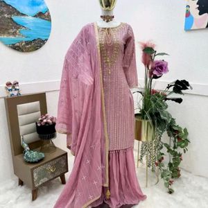 Beautiful designer party top, palazzo & Dupatta