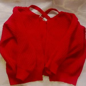 Stylish Red Corchet SHRUG