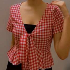 Shein Red Gingham Top