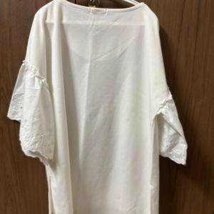 Cute Japanese High Low Bell Sleeve White Top