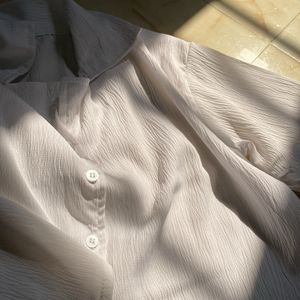 Women White Crop Shirt