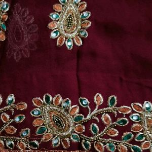 Dark Brown/Mehroom Colour Saree