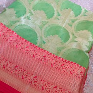 Pista Green Saree