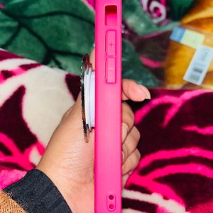 Iphone 13/14 Hot Pink Case With Pop Socket