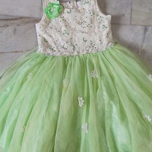 Green-white Frock for Girls