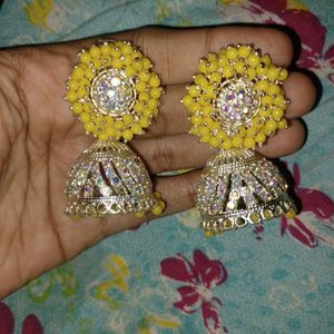 Yellow Jhumka Earring