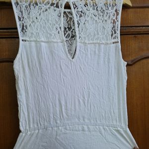 White Cotton Embroidery Dress