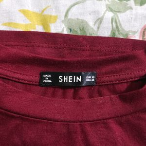 Shein Burgundy Pearl Tshirt