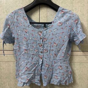 Here&Now Floral Blue A-line Top