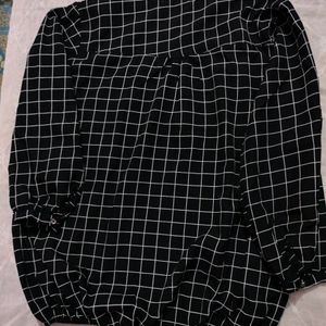 Black Check Blousom Top