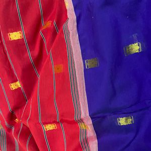 Red Blue Golden Shade Silk Saree