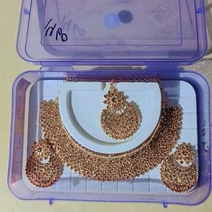 Gorgeous Gems Brass Rose Gold Jewellery Set