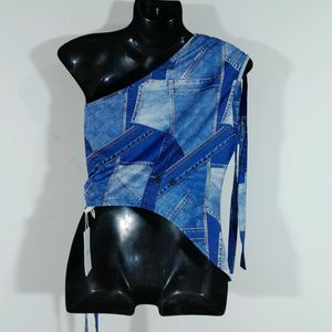 Blue One Shoulder Top (Women's)