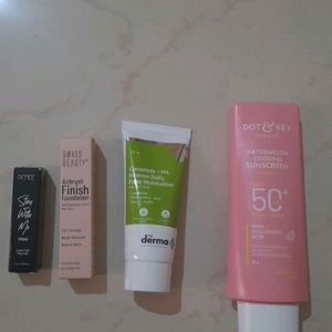 Sunscreen, Moisturizer, Foundation And Lipstick