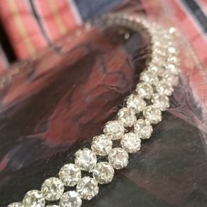 Silver Colour Double Layered Diamond Necklace