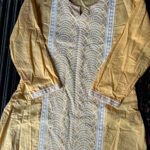 Yellow cotton kurta