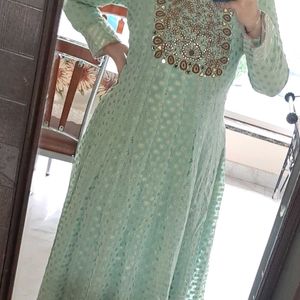 Aqua Anarkali Premium Zardozi Work