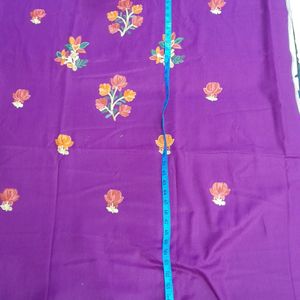 Kashmiri Embroidery Woollen Suit Purple Color