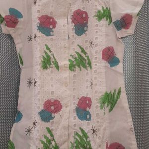 Embroidery White Top With Multi Color Front