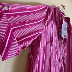 Pink Cotton Kurta Vertical Strip Design For Women