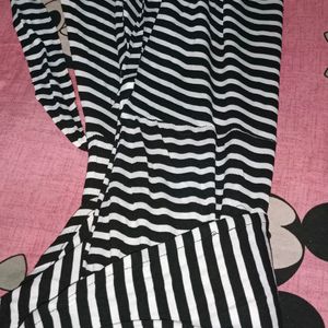 Black White Print Frock Dress One Piece