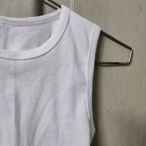 Halter Neck White Tank Top