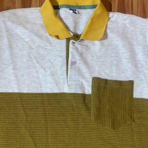 Olive Green Colour Block T-shirt