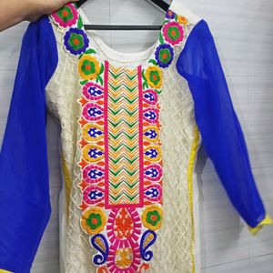 Partywear Kurti With Salwar And Dupatta