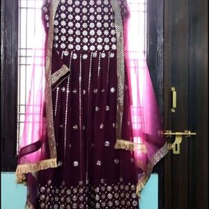 New Purple Heavy Embroidered Party Wear Dress