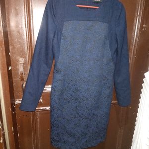 Women Imported Korean Winter Embroidary Self Dress