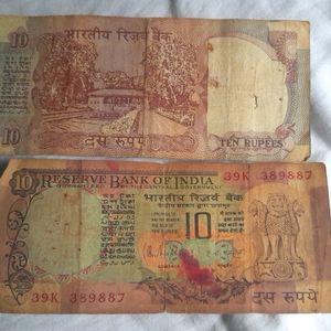 Three 5rs And Two 10rs Notes.