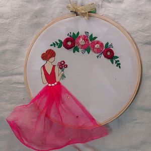 Girly Hand Embroidery Wooden Hoop